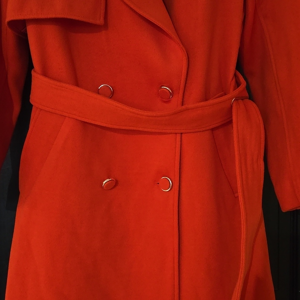 NWT LBV Double Faced Longline Coat In Flame Reddish Orange Size Large - Picture 4 of 14